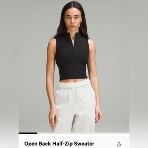 lululemon athletica Black Open Back Half-Zip Sweater